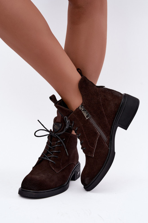 Geïsoleerde laarzen van faux suede met ornamenten Vinceza Czekolado