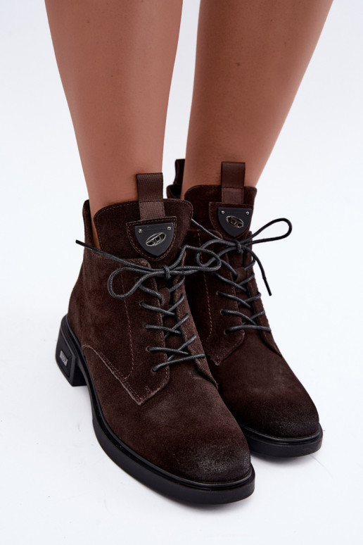 Geïsoleerde laarzen van faux suede met ornamenten Vinceza Czekolado