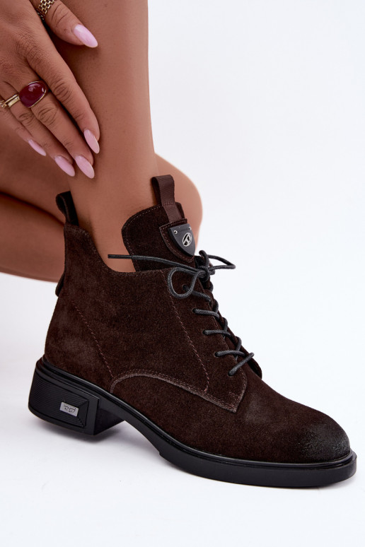 Geïsoleerde laarzen van faux suede met ornamenten Vinceza Czekolado