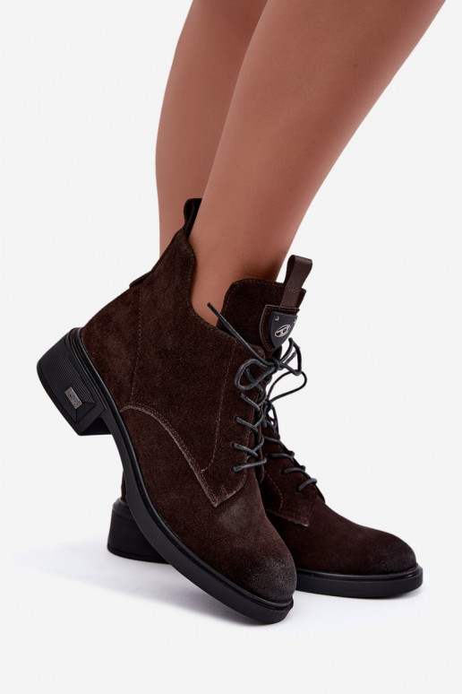 Geïsoleerde laarzen van faux suede met ornamenten Vinceza Czekolado