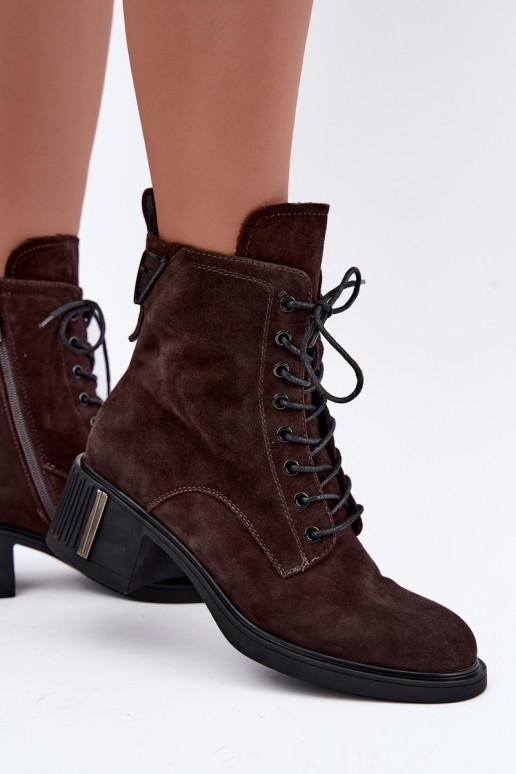Geïsoleerde enkellaarzen van faux suede Vinceza Czekolado