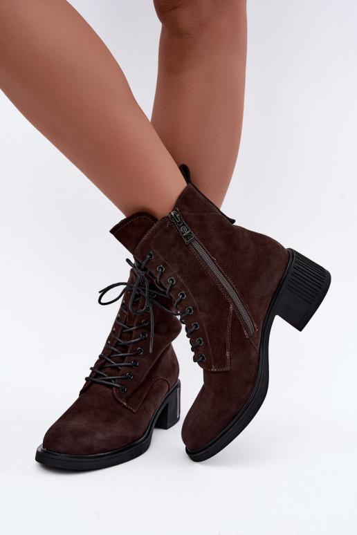 Geïsoleerde enkellaarzen van faux suede Vinceza Czekolado