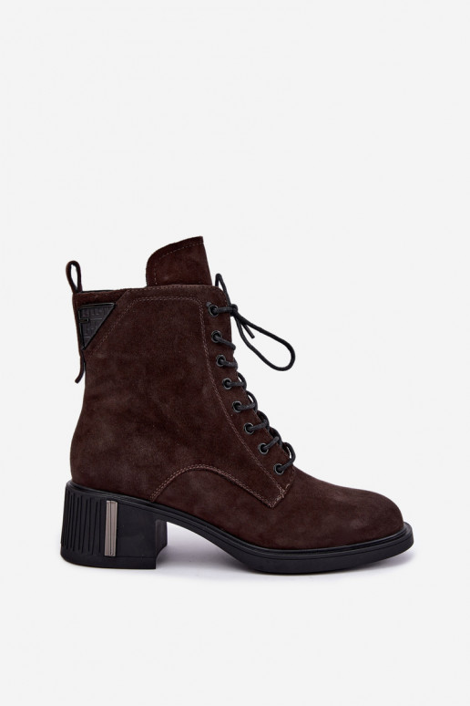 Geïsoleerde enkellaarzen van faux suede Vinceza Czekolado