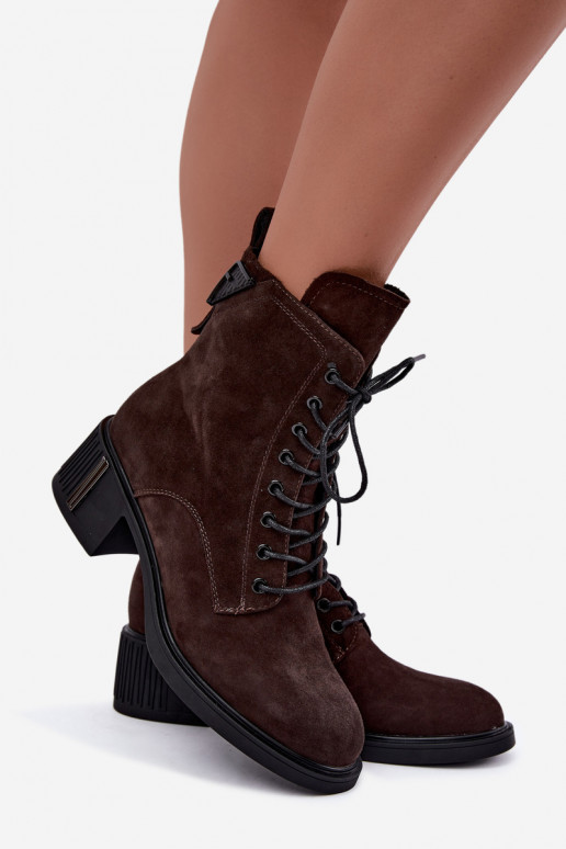 Geïsoleerde enkellaarzen van faux suede Vinceza Czekolado
