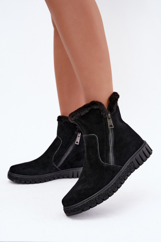 Laarzen van faux suede met bont Vinceza zwart
