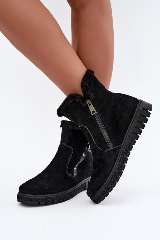 Laarzen van faux suede met bont Vinceza zwart