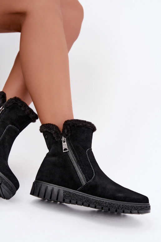 Laarzen van faux suede met bont Vinceza zwart