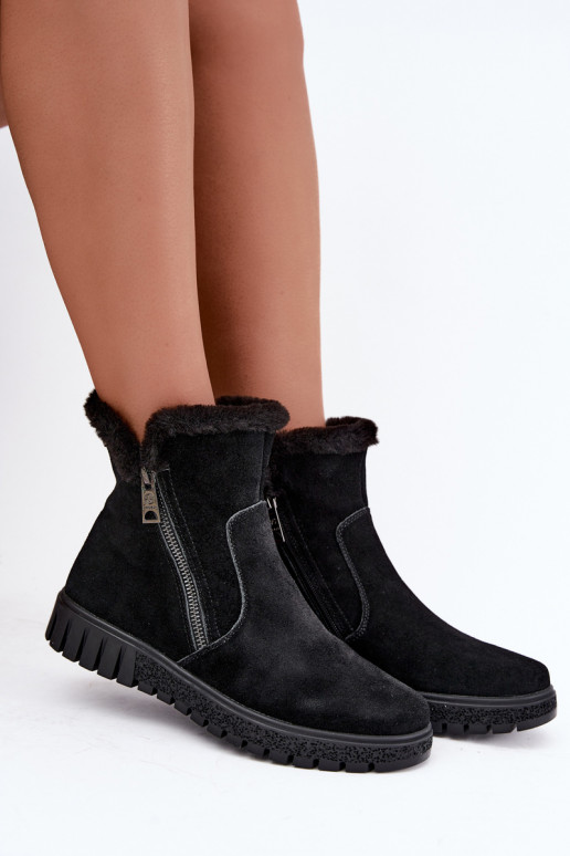 Laarzen van faux suede met bont Vinceza zwart
