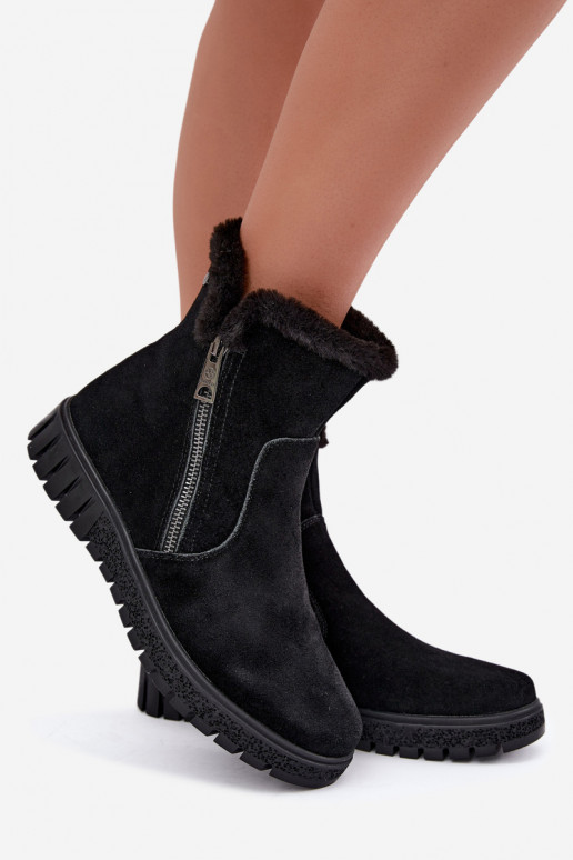 Laarzen van faux suede met bont Vinceza zwart