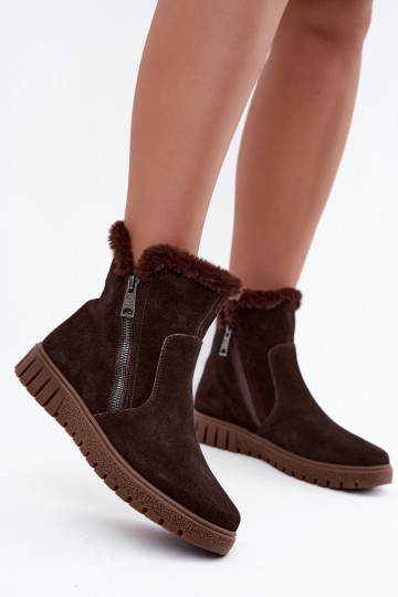 Laarzen van faux suede met bont Vinceza Czekolado 2