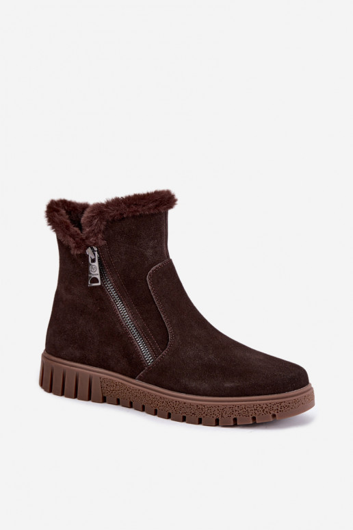Laarzen van faux suede met bont Vinceza Czekolado