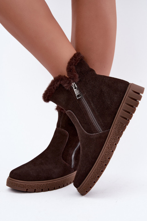 Laarzen van faux suede met bont Vinceza Czekolado