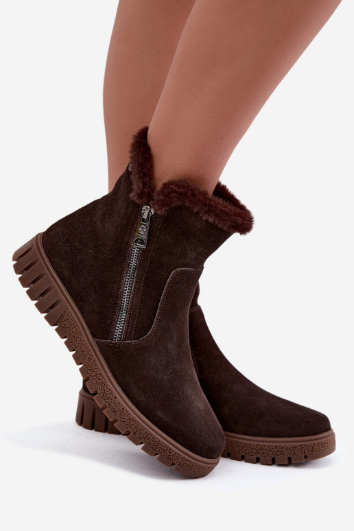 Laarzen van faux suede met bont Vinceza Czekolado