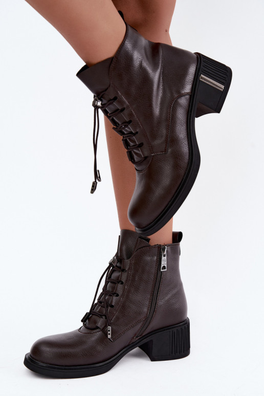 Natuurlijke leren geïsoleerde enkellaarsjes Klocke Vinceza 89161 in chocoladekleur