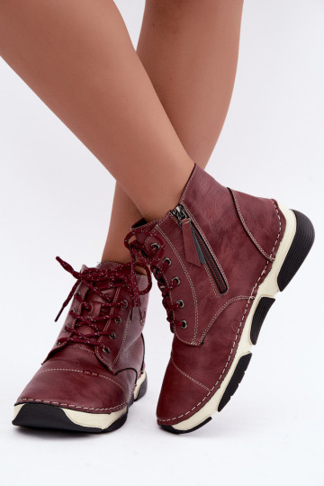 Geïsoleerde dames enkellaarsjes, bordeauxkleur Lerissa
