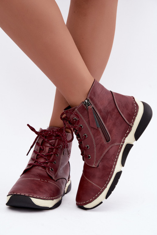 Geïsoleerde dames enkellaarsjes, bordeauxkleur Lerissa