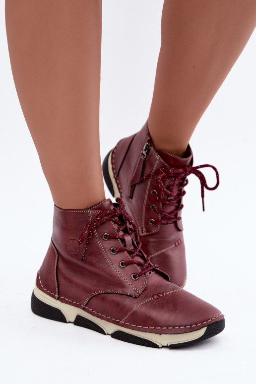 Geïsoleerde dames enkellaarsjes, bordeauxkleur Lerissa