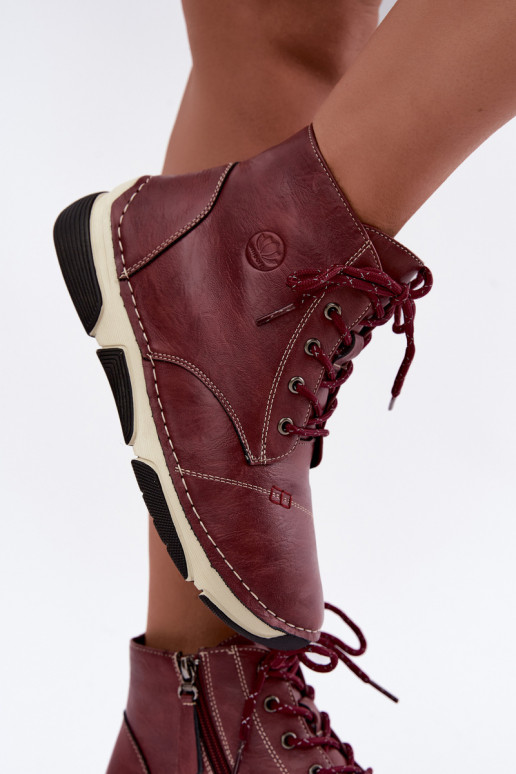 Geïsoleerde dames enkellaarsjes, bordeauxkleur Lerissa