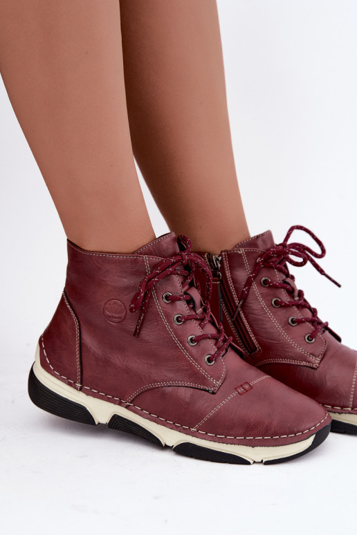 Geïsoleerde dames enkellaarsjes, bordeauxkleur Lerissa