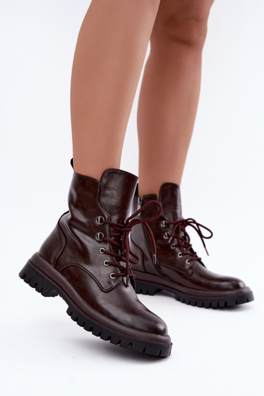 Faux leren geïsoleerde bordeaux dames werk enkellaarsjes Amarelle