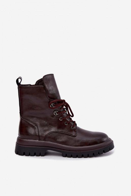 Faux leren geïsoleerde bordeaux dames werk enkellaarsjes Amarelle