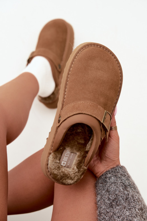 Faux suede bruine sneeuwlaarzen met platform en gespen Big Star UU274696