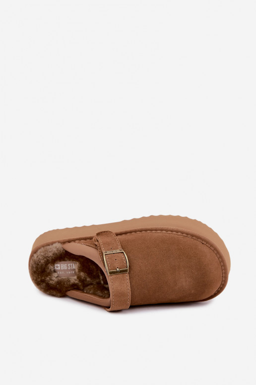 Faux suede bruine sneeuwlaarzen met platform en gespen Big Star UU274696