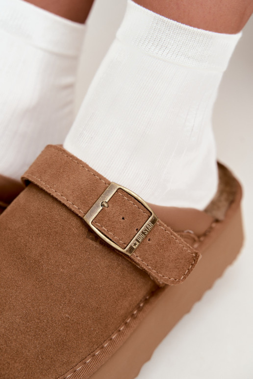 Faux suede bruine sneeuwlaarzen met platform en gespen Big Star UU274696