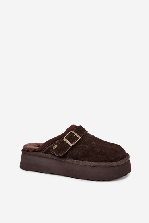 Faux suede sneeuwlaarzen met platform en gespen Big Star UU274697 CzekoladoĮe