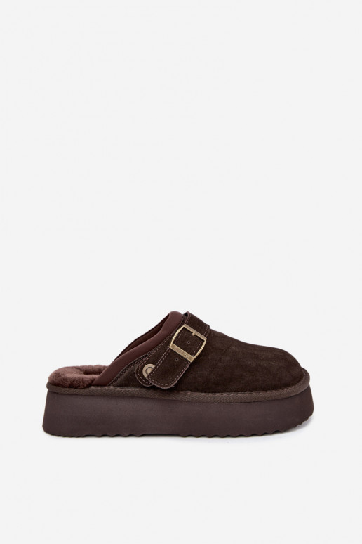 Faux suede sneeuwlaarzen met platform en gespen Big Star UU274697 CzekoladoĮe