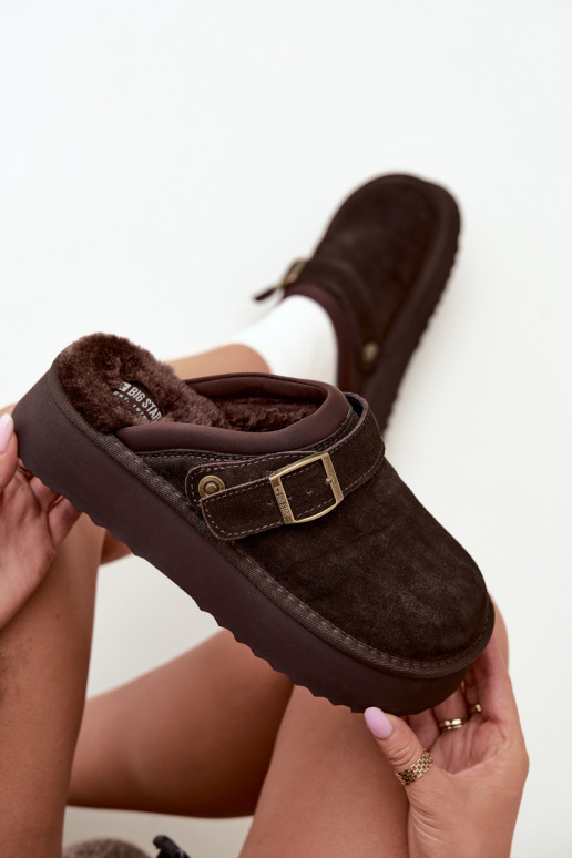 Faux suede sneeuwlaarzen met platform en gespen Big Star UU274697 CzekoladoĮe
