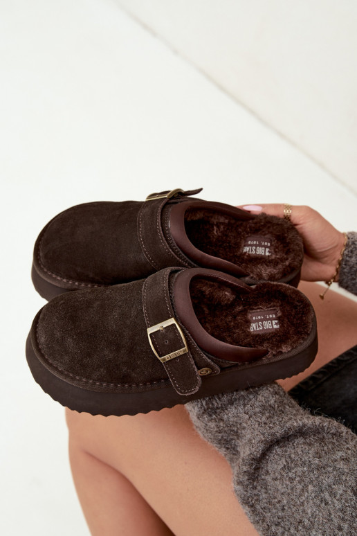 Faux suede sneeuwlaarzen met platform en gespen Big Star UU274697 CzekoladoĮe