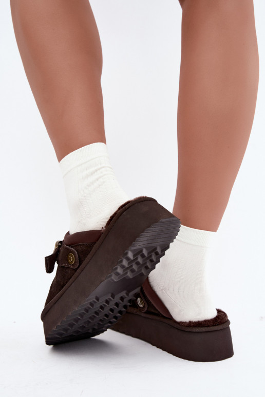 Faux suede sneeuwlaarzen met platform en gespen Big Star UU274697 CzekoladoĮe
