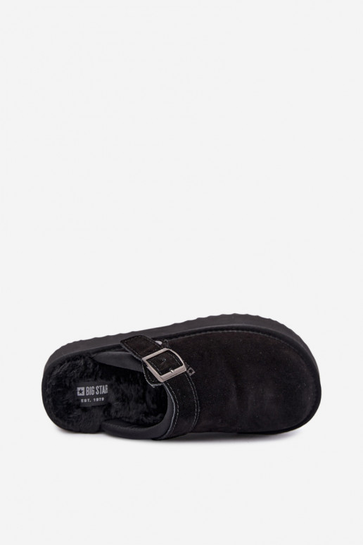 Faux suede zwarte sneeuwlaarzen met platform en gespen Big Star UU274698
