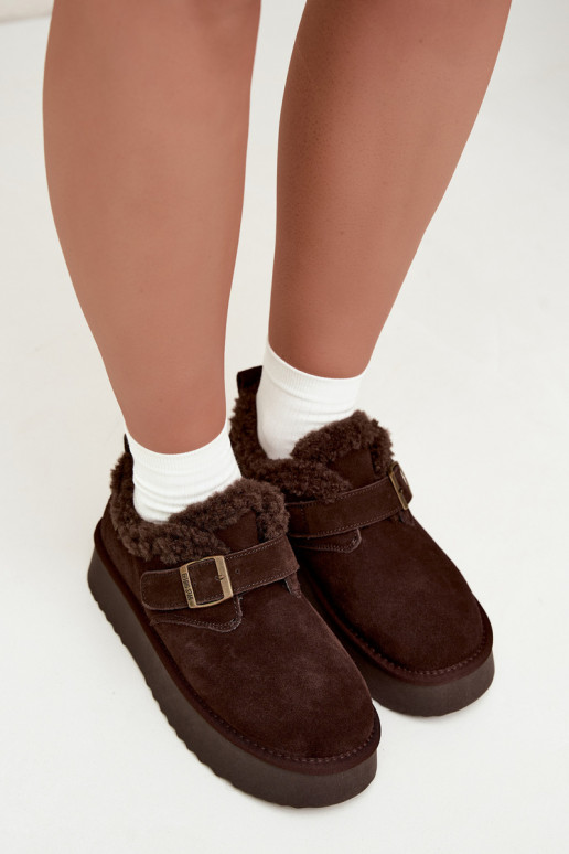 Faux suede sneeuwlaarzen met platform Big Star UU274319 CzekoladoĮe