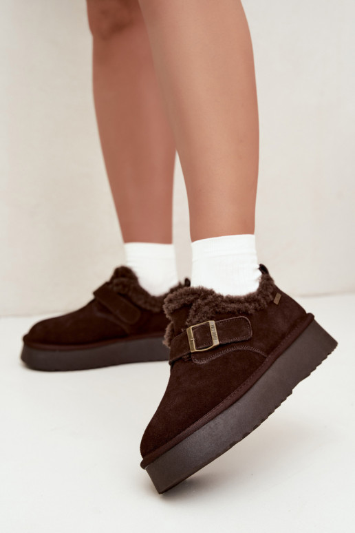 Faux suede sneeuwlaarzen met platform Big Star UU274319 CzekoladoĮe