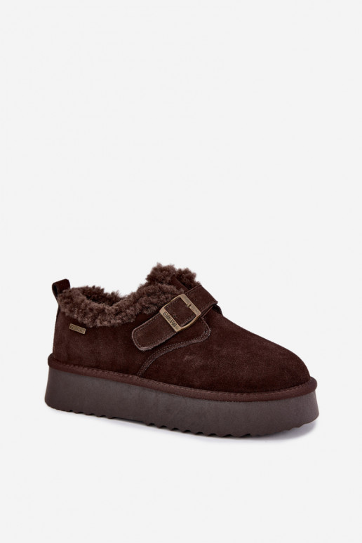 Faux suede sneeuwlaarzen met platform Big Star UU274319 CzekoladoĮe
