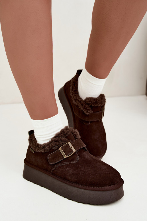 Faux suede sneeuwlaarzen met platform Big Star UU274319 CzekoladoĮe