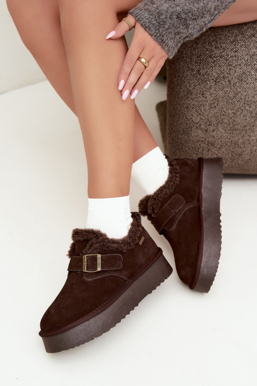 Faux suede sneeuwlaarzen met platform Big Star UU274319 CzekoladoĮe