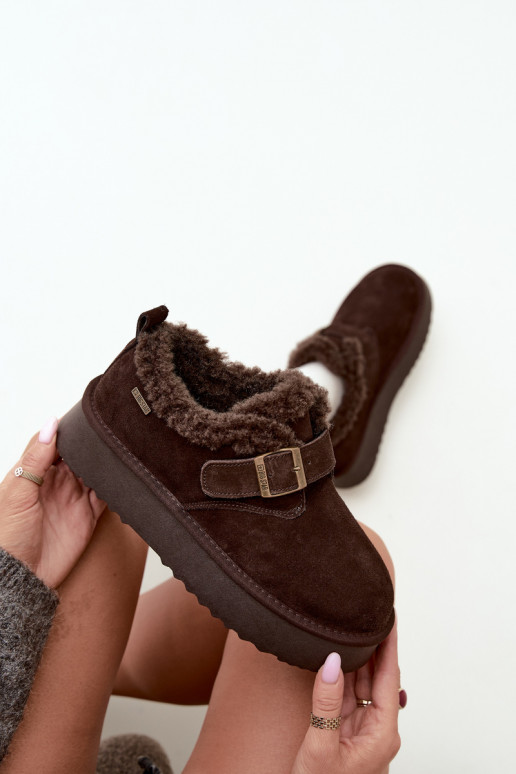 Faux suede sneeuwlaarzen met platform Big Star UU274319 CzekoladoĮe