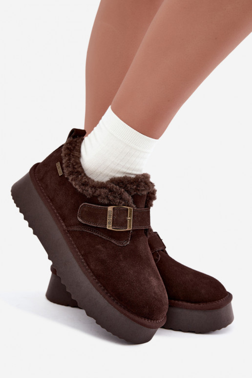 Faux suede sneeuwlaarzen met platform Big Star UU274319 CzekoladoĮe