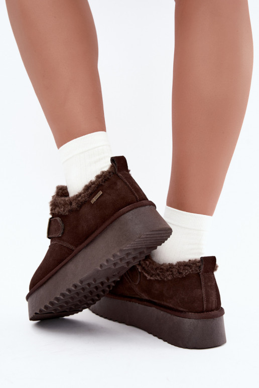 Faux suede sneeuwlaarzen met platform Big Star UU274319 CzekoladoĮe