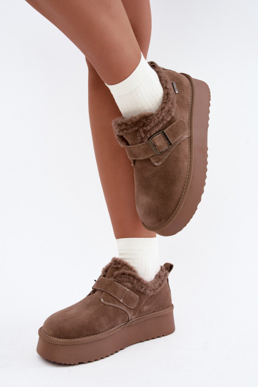 Faux suede zandkleur sneeuwlaarzen met platform Big Star UU274318
