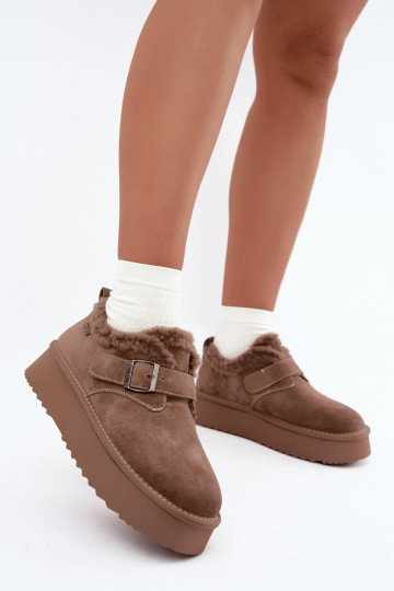 Faux suede zandkleur sneeuwlaarzen met platform Big Star UU274318 2
