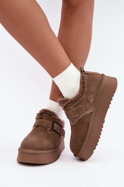 Faux suede zandkleur sneeuwlaarzen met platform Big Star UU274318