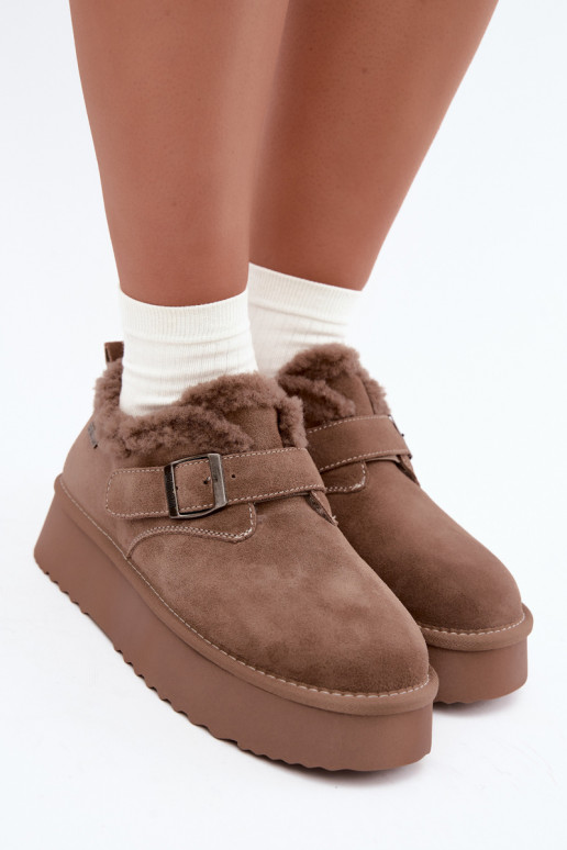 Faux suede zandkleur sneeuwlaarzen met platform Big Star UU274318