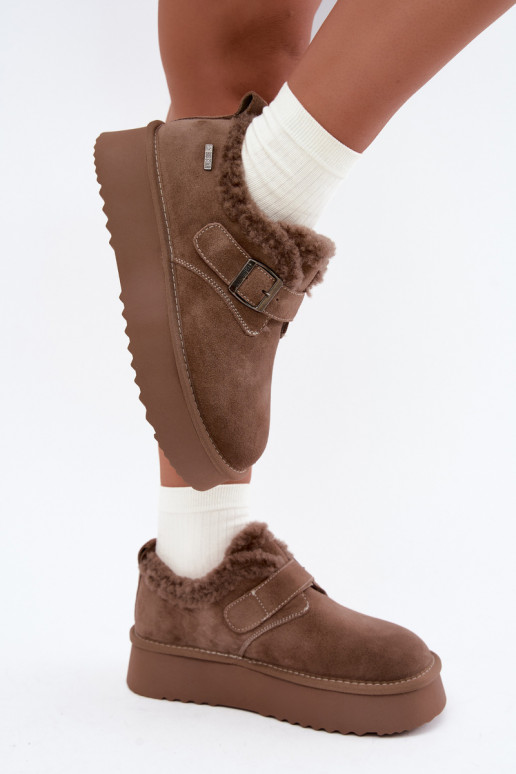 Faux suede zandkleur sneeuwlaarzen met platform Big Star UU274318