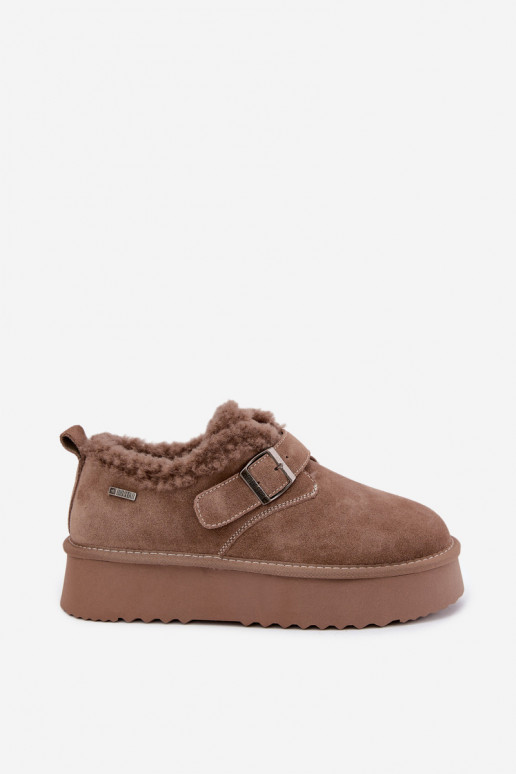 Faux suede zandkleur sneeuwlaarzen met platform Big Star UU274318