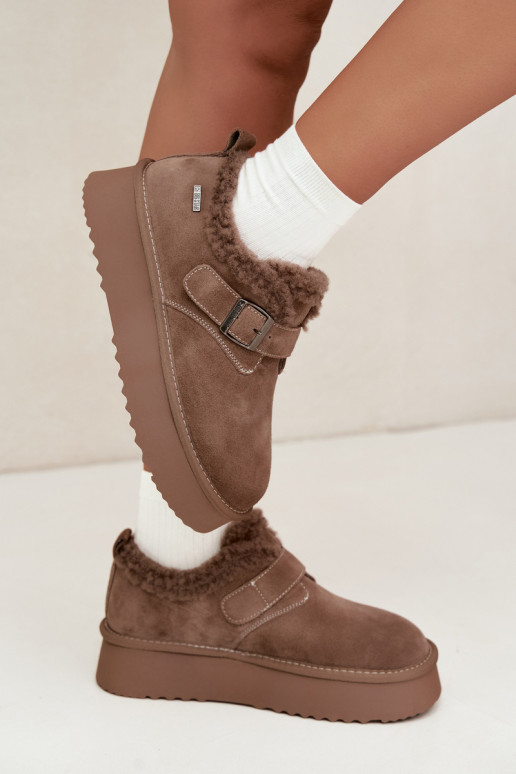 Faux suede zandkleur sneeuwlaarzen met platform Big Star UU274318