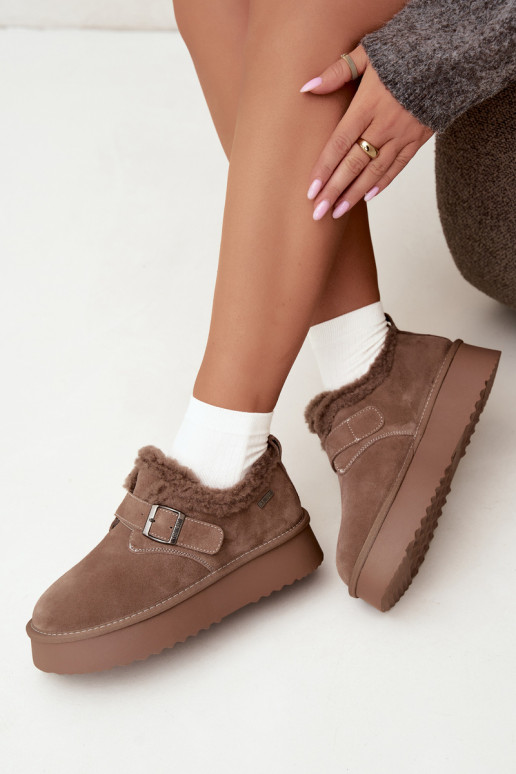 Faux suede zandkleur sneeuwlaarzen met platform Big Star UU274318